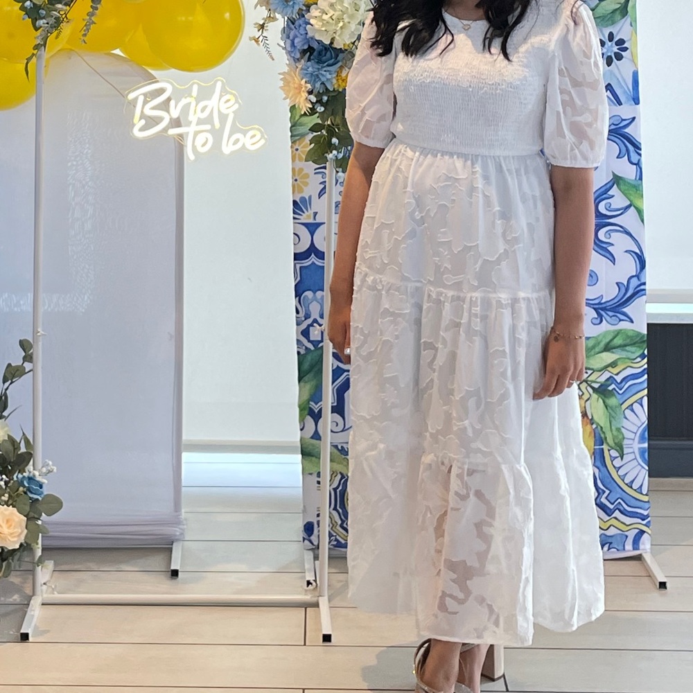 White ruffled maxi dress